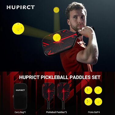 Набір HUPIRCT Pickleball 2 весла зі скловолокна, 4 м'ячі, сумка