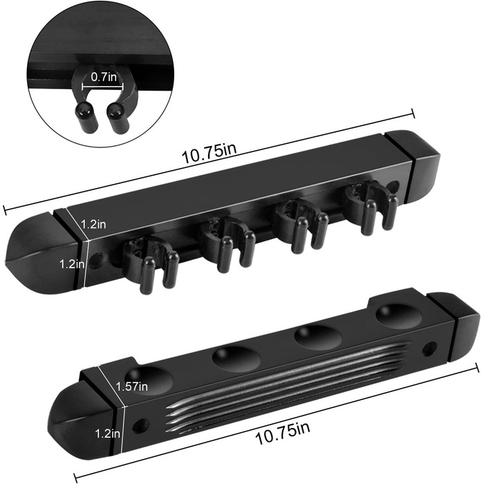Настінне кріплення для більярдного кия (чорний, 4 кия)