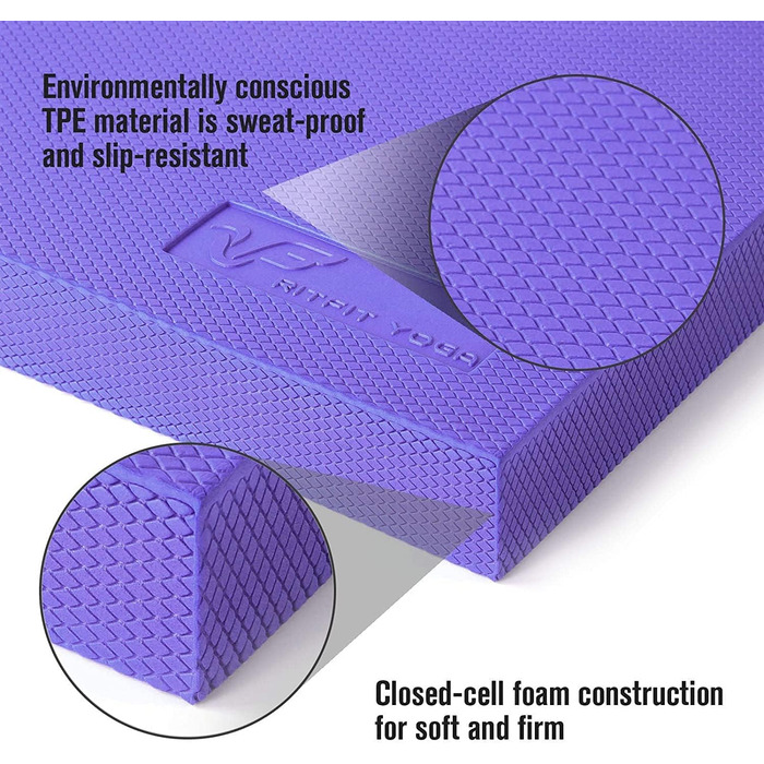 Килимок з піни RitFit Balance, 5,1 см, TPE, нековзний килимок для фітнесу та вправ на рівновагу, йоги, фізіотерапії, подушка для коліна в різних кольорах фіолетовий