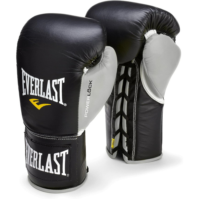 Бойові рукавички Everlast Everlast PowerLock Pro (чорний / сірий, 10 унцій (XL))