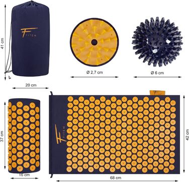 Набір точкового масажу Fitem килимок, подушка, сумка, м'яч для болю