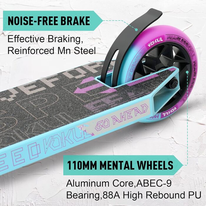 Трюковий скутер для 7 років і старше - діти та підлітки та дорослі, трюковий самокат з легкосплавними дисками 110 мм Kick Scooter Freestyle Scooter Tricks Подарунок (2022-Blue & Purple), 1 -