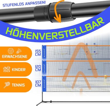 Сітка KESSER для бадмінтону/тенісу, регулювання висоти, аксесуари, сумка