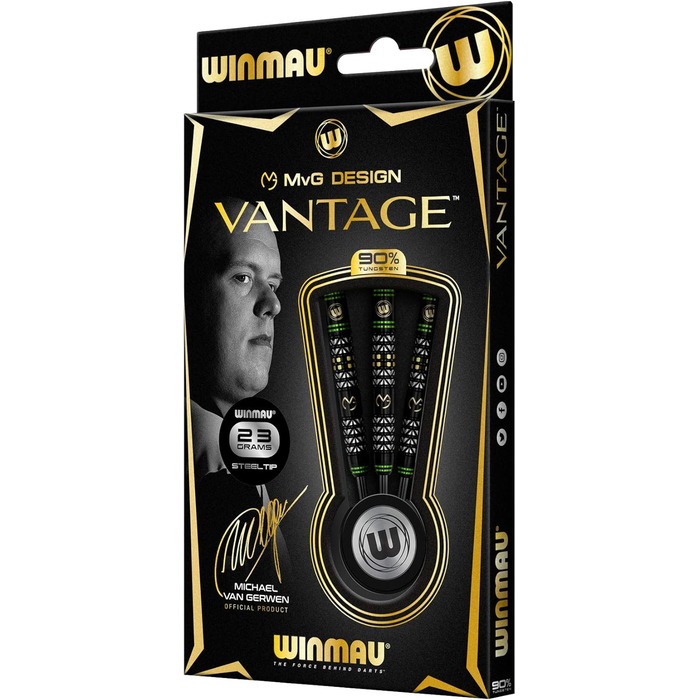 Дротики WINMAU MvG Vantage 23 г з призмовими польотами та валами Vecta