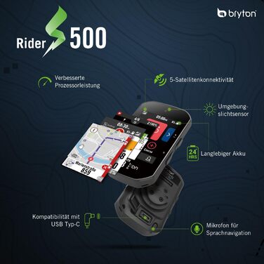 Велокомп'ютер Bryton Rider S500 GPS, 24 год, карта ЄС, S500E