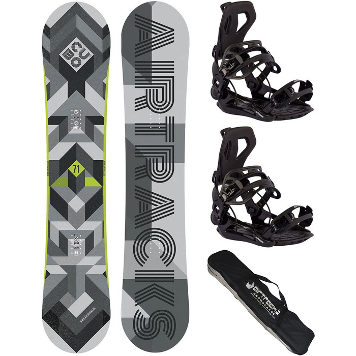 Набір чоловічих сноубордів Airtracks - Cubo Camber Snowboard Extra Wide - Кріплення для сноуборду Star or Master Fastec - Сумка для сноуборду 155 159 161 165 168 171 см (Сноуборд 168 см, Binding Master XL)