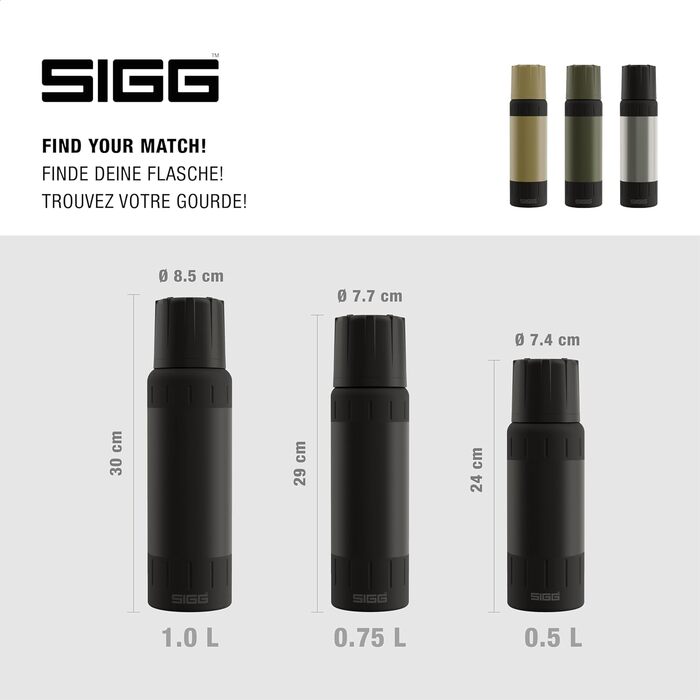 Термос SIGG Alpine Star 1 л, 27 годин гаряче, 100 годин холодне, з чашкою, нержавіюча сталь 18/8, для кемпінгу та подорожей, BPA-free, чорний, герметичний