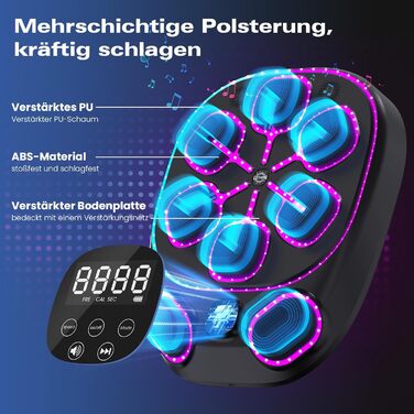 Музична боксерська машина з LED-підсвіткою, Bluetooth, 9 режимами швидкості та підрахунком ударів, електронний бокс-тренажер для дітей і дорослих, музичний бокс для дому та спортзалу