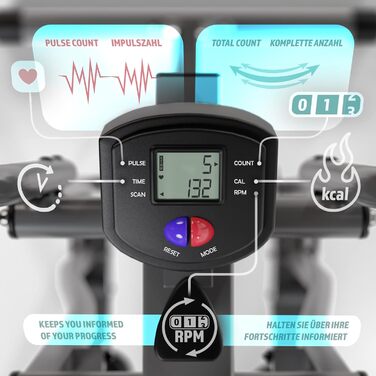 Фізіоніка крос-тренажер еліптичний з LCD, датчиком серця, підтримка живота