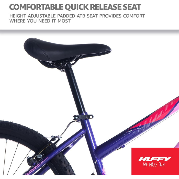 Гірський велосипед Huffy Girls Purple Stone Mountain, 61 см (24 дюйми), 21 SPD, фіолетовий