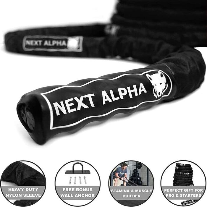 Battle Rope Next Alpha 38/50 мм, 9/12/15 м з чохлом, анкером і постером для тренувань