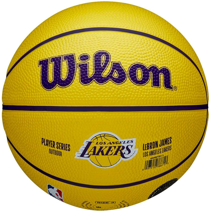 Баскетбол на відкритому повітрі WILSON NBA Player Icon - розмір 7 - 74,9 см і міні-розмір (3, Лос-Анджелес Лейкерс)