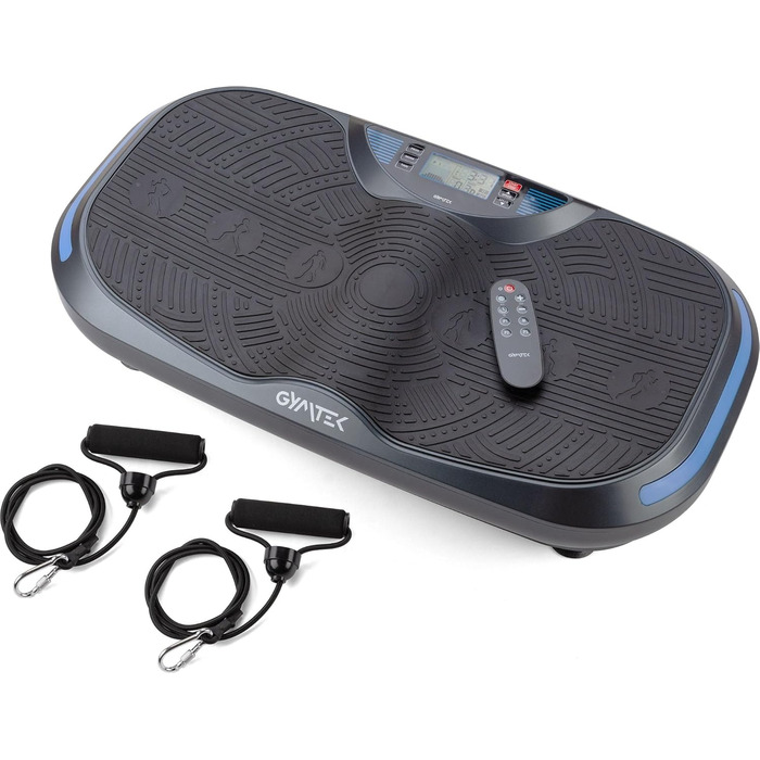 Вібраційна плита Gymtek 150кг, 2x500Вт, 12 рівнів, еспандер, Bluetooth, LCD