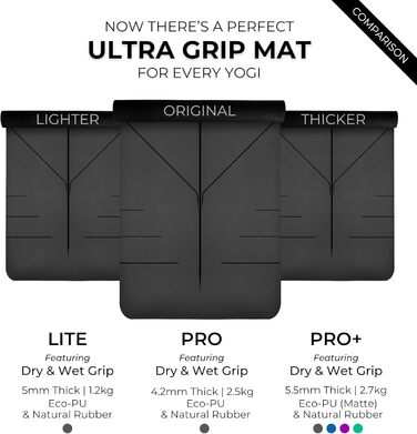 Килимок для йоги Plyopic Ultra-Grip Pro неперевершена нековзна ефективність. Зручний і стійкий до поту. Снаплайн. Для йоги, йоги, пілатесу, тренувань, воркауту, бікрам і гаряча йога вугільний чорний