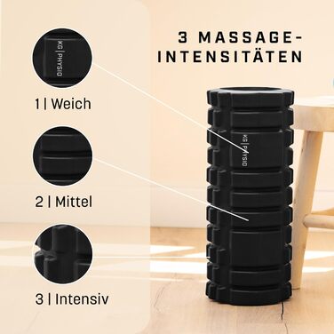 Ролик KG PHYSIO Fascia & Foam Roller 3 зони, спина, хребет, чорний