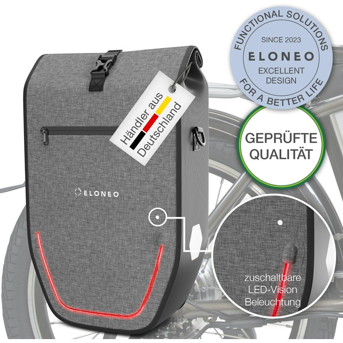 Багажна полиця ELONEO Pannier LED, водонепроникна, 28 л, сірий