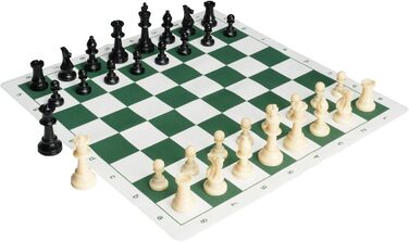 VEVOR 3-в-1 набір: шахи, шашки, нарди, 18 дюймів, преміум дерев'яний стіл, ігровий комплект, подарунок для сімейних ігор (20 дюймів, рулонний, зелений)