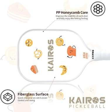 Набір для піклболу KAIROS: 2 ракетки з фібергласу, 4 м'ячі, нековзна ручка, USAPA сертифікат, для початківців