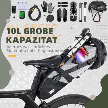 Велосипедна сідельна сумка XIQI 10 л, водонепроникна для MTB, шосейних та складаних велосипедів