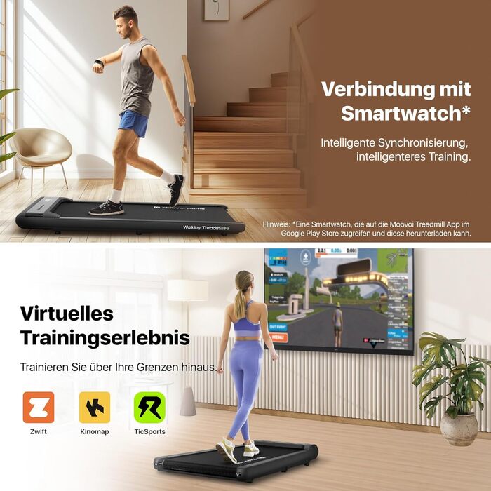 Компактна бігова доріжка Mobvoi Home Walking Pad для дому та офісу, 6 км/год, дистанційне керування, LED-дисплей, навантаження до 120 кг