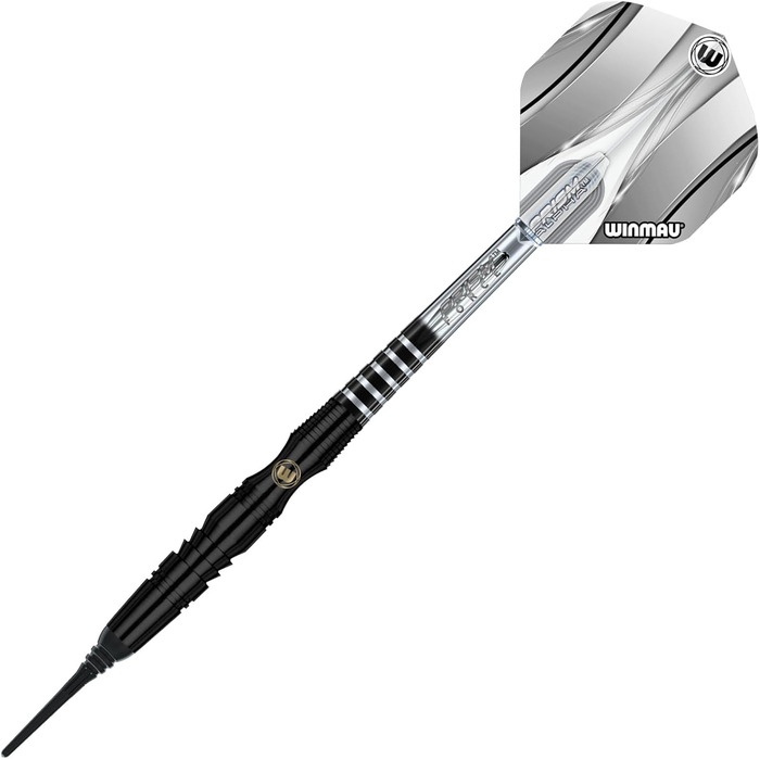 Професійний набір дротиків WINMAU Sniper Black з вольфраму з оперенням і стрижнями
