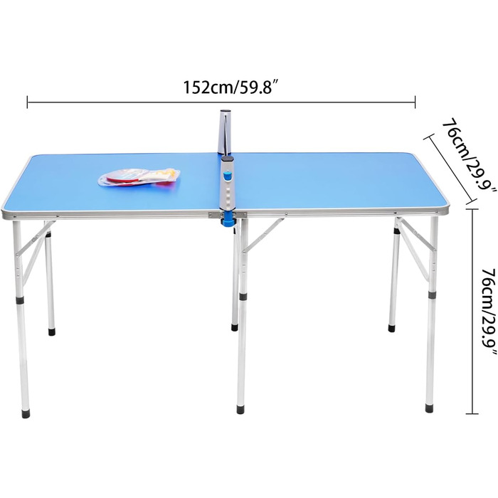 Стіл складаний для тенісу 152x76x76см з ракетками та м'ячами