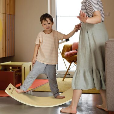Дитяча балансувальна дошка CCLIFE з дерева, 85x30 см, з EVA-матом, Montessori-іграшка для дітей від 3 років