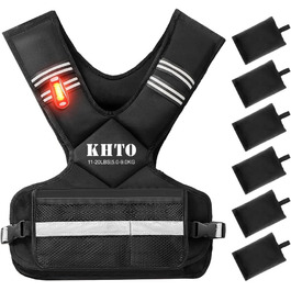 Універсальна обтяжена жилетка KHTO з відбиваючими смугами для чоловіків і жінок, регульована вага 4-10 кг для фітнесу, кардіо та силових тренувань