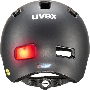 Велошолом Uvex City 4 MIPS для міста, жіночий/чоловічий, з LED-підсвіткою, легкий, чорний матовий, 55-58 см