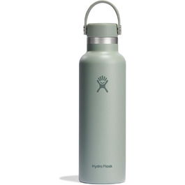 Термобутилка HYDRO FLASK Standard Mouth 621 мл із нержавіючої сталі, ізольована спортивна пляшка з герметичною кришкою Flex та ручкою, для води, підходить для посудомийної машини, Agave