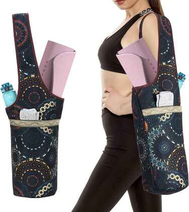 Для жінок, Yoga Mat Tote Bag, вміщує більше аксесуарів для йоги, підходить для більшості килимків Сумка для йоги в стилі бохо одного розміру