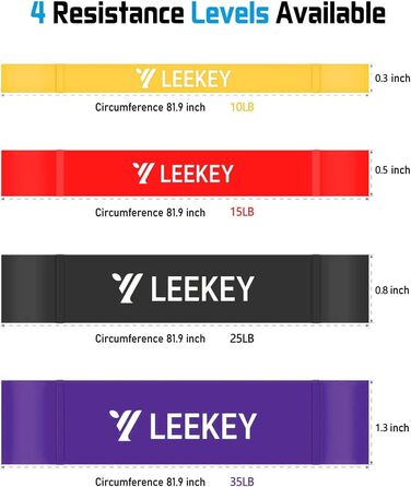 Набір еспандерів LEEKEY для фітнесу, підтягувань, пауерліфтингу та реабілітації – універсальні гумові стрічки для тренувань вдома і в залі, для чоловіків і жінок