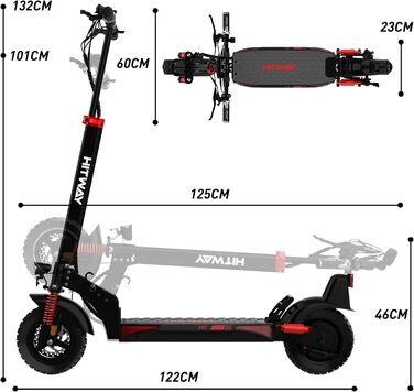 Електросамокат HITWAY E з ABE, 10", 500 Вт, 15,6-27 Ач, складний, 20 км/год, APP