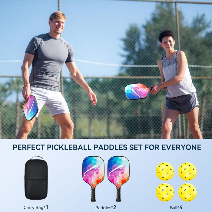 Набір ракеток Cratth Pickleball, 2 шт., USAPA, Comfort Handle, м'ячі, сумка