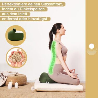 Подушка для медитації Inner Peace Yoga Cushion виготовлена зі 100 органічної бавовни та з органічним наповнювачем зі спельти Подушка для йоги кругла, Подушка для сидіння для йоги, Подушка для медитації подушки для йоги, Подушка для сидіння для йоги, Подуш