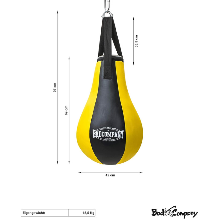 Боксерський м'яч Bad Company Boxing Bulb вініл 15 кг з нейлоновою підвіскою