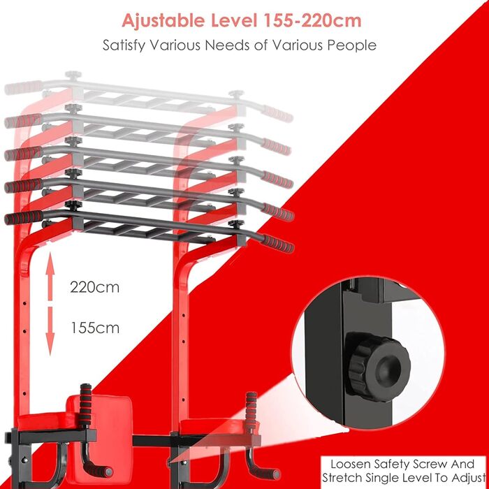 Багатофункціональна підтягувальна станція Power Tower, силові тренування для всього тіла Домашній фітнес, виготовлений з високоякісної сталевої труби, вантажопідйомність до 200 кг