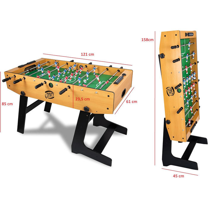 Складаний настільний футбол дерев'яний з телескопічними палицями, 68063