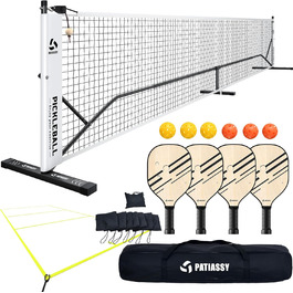 Набір сіток Patiassy Pickleball 6,6 м з розміткою, веслом і сумкою