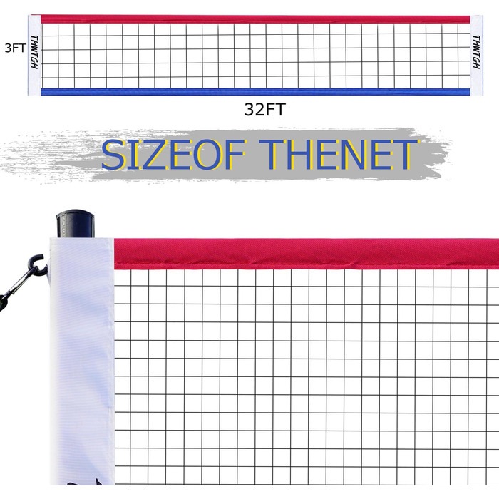 Міцний набір волейбольних сіток THWTGH, портативна волейбольна сітка для заднього двору, трави та пляжу