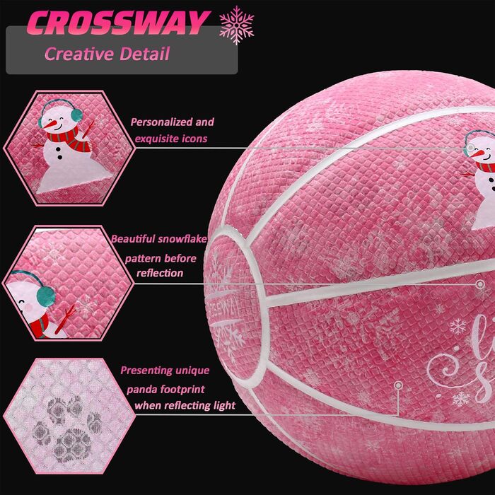 Світний персоналізований голографічний баскетбольний м'яч CROSSWAY, розмір 5, для підлітків, дівчат, хлопців, жінок і чоловіків, для гри в залі та на вулиці, 27,5'', подарунок