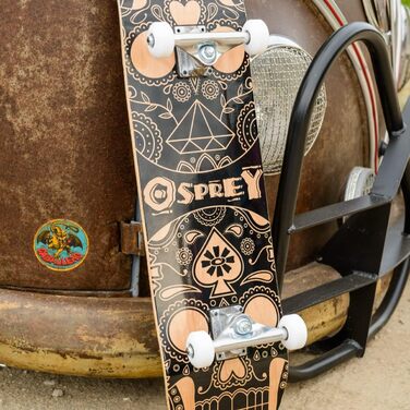 Скейтборд Osprey Absolute Beginner Double Kick Trick, 78,7 x 20,3 см Maple Deck One Size Candy Skull