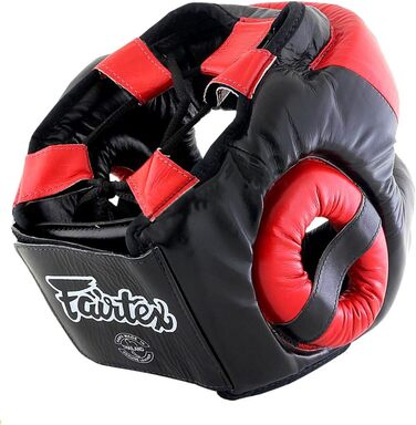 Захист голови Fairtex HG13 з діагональним оглядом, для шнурівки, захист голови для тайського боксу, K-1 MMA (чорний / червоний, M)