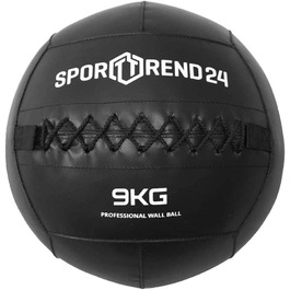 Настінний м'яч Sporttrend 24 3 кг, 4 кг, 5 кг, 6 кг, 7 кг, 8 кг, 9 кг, 10 кг, 12 кг в чорному кольорі Ваговий м'яч, Тренувальний м'яч, Вага, М'яч, М'ячі, Фітнес (чорний, 9 кг)