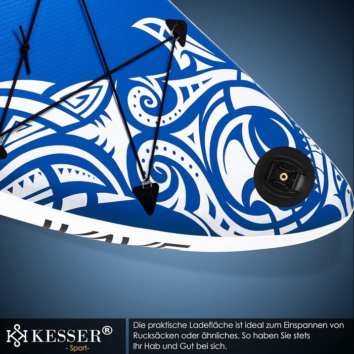 Надувна SUP-дошка KESSER® 6'' преміум для водного спорту, комплект аксесуарів, до 130 кг