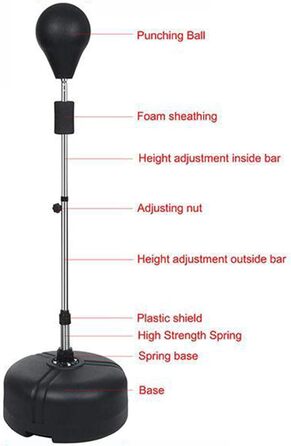 Боксерська груша KEESUNG Боксерська груша, 120-160 см регульована доросла боксерська груша стоячи Боксерська груша Боксерська груша стоячи Боксерська лампа для боксерських тренувань дорослих, чорна