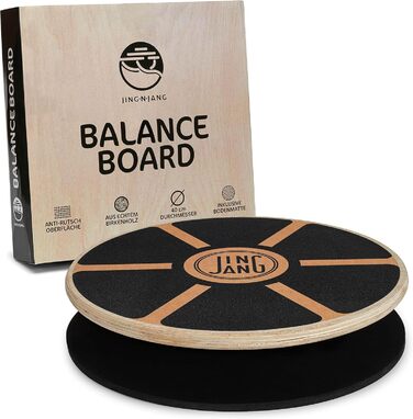 ДЗІН N JANG Balance Board Дерев'яна дошка для хитання Тренажер балансу в т.ч. Протиковзкий килимок Балансирна дошка для дорослих Терапевтична спінінгова дошка