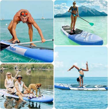 Преміальна надувна SUP-дошка FBSPORT для йоги та серфінгу з аксесуарами: широка стійка, антиковзке покриття, весло, насос і сумка, для підлітків і дорослих