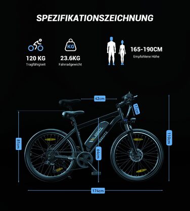 Електровелосипед ESKUTE M100 27.5, 36В, 50Нм, ЄС, чорний