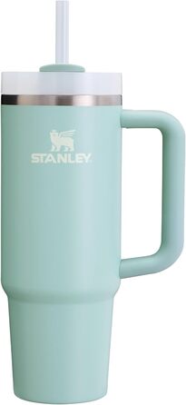 Термокружка Stanley Quencher H2.0 з ручкою, нержавіюча сталь, ізольована, з кришкою та трубочкою, для води та напоїв, бірюзова (Seafoam), 890 мл